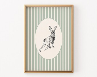 Vintage Rabbit Sketch Print – Cottagecore Nursery Art (Digital Download)