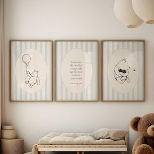 Winnie the Pooh Quote Prints Blue | Winnie the Pooh Printable | Nursery Decor | Nursery Wall Art | New Baby Gift | Nursery Print Set Three