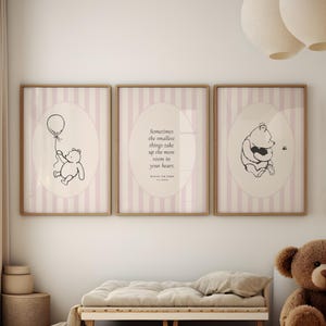 Winnie the Pooh Quote Prints Pink | Winnie the Pooh Printable | Nursery Decor | Nursery Wall Art | New Baby Gift | Nursery Print Set Three