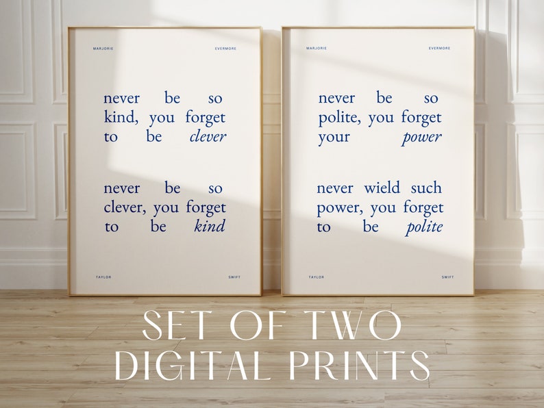 Marjorie Lyric Poster Set of 2 Taylor Digital Lyric Poster Girly Gift Fast Gift Printable Poster Minimalist Art image 2