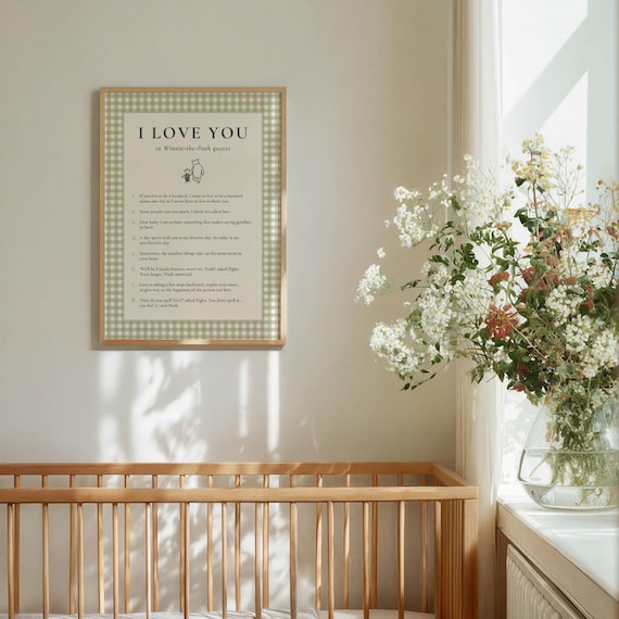 Winnie the Pooh Love Quote Print, Vintage Nursery Wall Art, Classic Storybook Baby Shower Gift, New Baby Gift, Instant Download