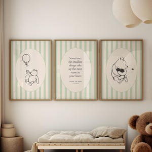 Winnie the Pooh Quote Prints Green | Winnie the Pooh Printable | Nursery Decor | Nursery Wall Art | New Baby Gift | Nursery Print Set Three