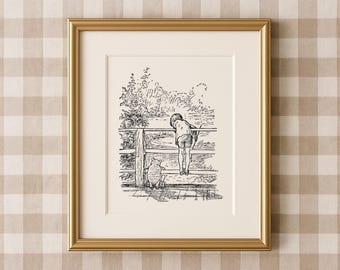 Winnie the Pooh Vintage Art Print | Classic Pooh Printable Wall Art | Nursery Decor | Digital Download | Baby Shower Gift