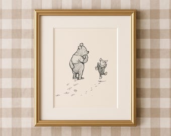 Winnie the Pooh Vintage Print | Classic Pooh & Piglet Nursery Decor (Digital Download)