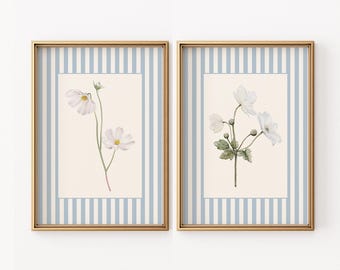 Wildblumen Bilder Set - Blaue Streifen (Vintage Download)