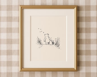 Winnie Puuh Vintage Print | Classic Pooh & Piglet Freunde Kinderzimmer Dekor (Digitaler Download)
