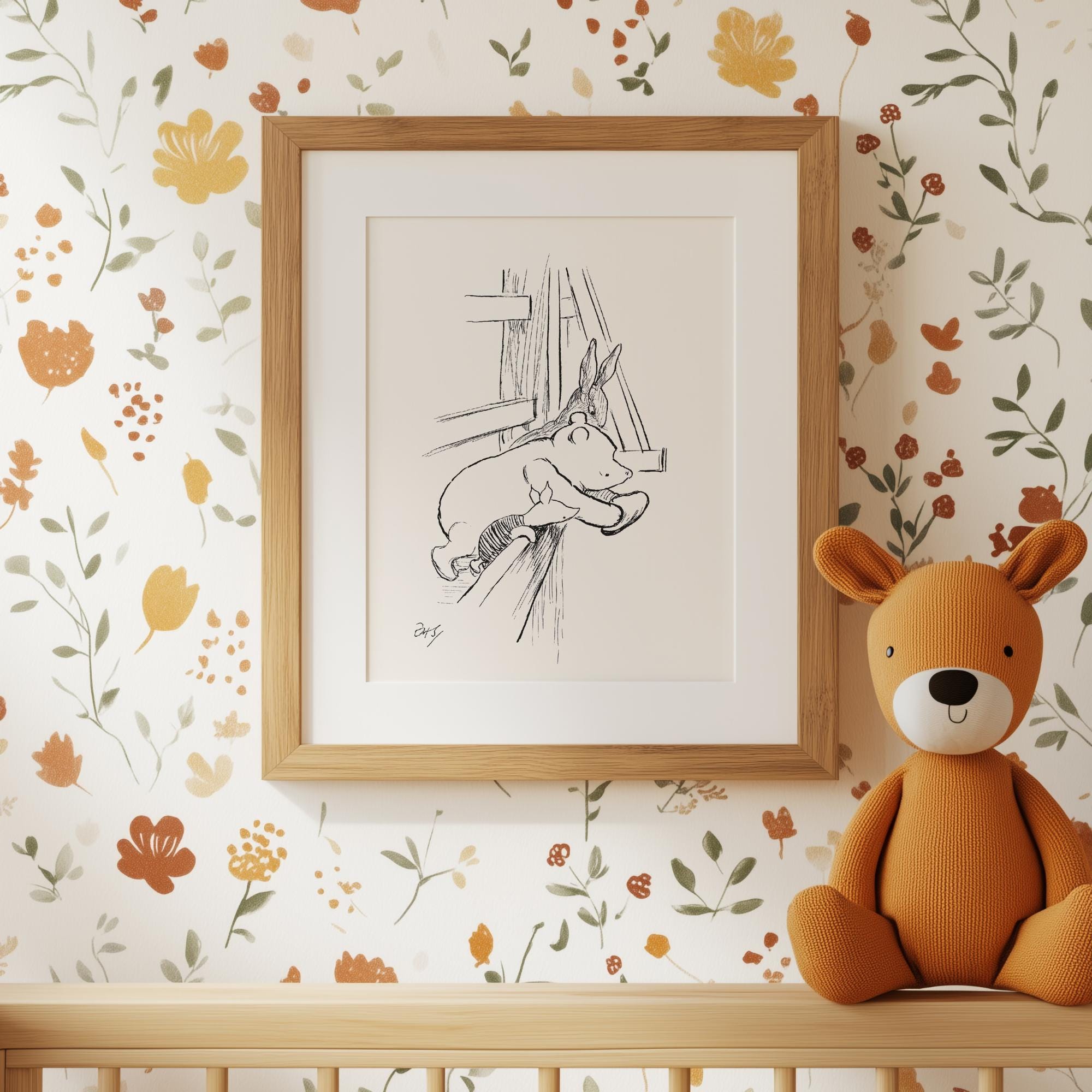 ヴィンテージ風くまのプーさんのアートプリント｜クラシックな子供部屋