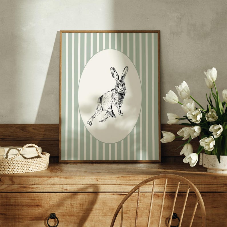 Cottage Core Rabbit Vintage Rabbit Sketch Print – Cottagecore Nursery Art (digital Download ...