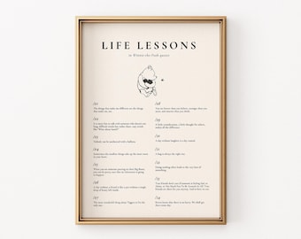 Winnie the Pooh Life Lessons Quote Print | Classic Pooh Printable Wall Art | Nursery Decor | Digital Download | Baby Shower Gift