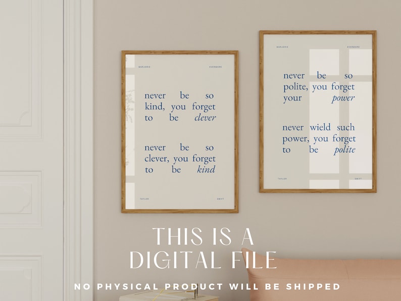 Marjorie Lyric Poster Set of 2 Taylor Digital Lyric Poster Girly Gift Fast Gift Printable Poster Minimalist Art image 3