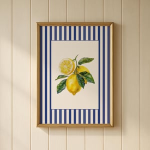 Impression numérique citron inspirée de Nancy Meyers - art botanique vintage, petite-fille côtière, grand-millénaire, illustration botanique d&#39;art de cuisine