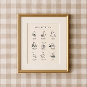 Winnie the Pooh Christian Affirmation Print | Vintage Storybook Nursery Decor (Digital Download)