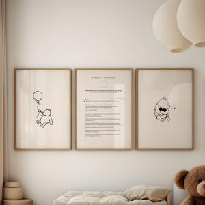 Winnie the Pooh Nursery Print Set – Vintage Style Quote Prints for Baby Room | Digital Download Wall Art | Classic Pooh Baby Shower Gift