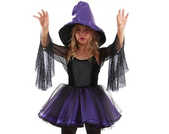 Halloween Witch Costume for Kids with the Hat. Minerva the Witch Costume for Girls.