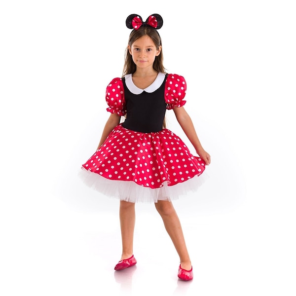 Disfraz de Minnie Mouse para niñas, disfraz de Minnie Mouse para niños, disfraz de Minnie Mouse de lunares, disfraces de fiesta de cumpleaños para niños, vestidos de tutú