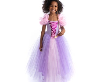 Rapunzel Inspired Princess Dress for Girls, Rapunzel Costume for Girls, Kids Birthday Party Costumes, Tutu Dress.