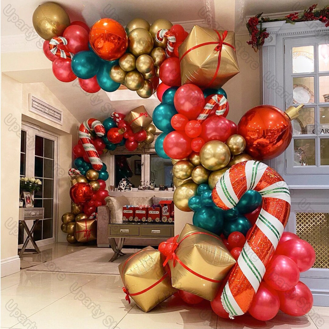 131pcs Christmas Balloon Arch Green Gold Red Box Candy Etsy