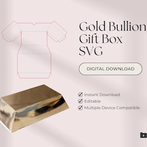Gold Ingot - Gold Bar Gift Box - Instant Download SVG cut file