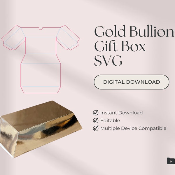 Gold Ingot - Gold Bar Gift Box - Instant Download SVG cut file