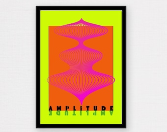 Amplitude print / bright green / Pink / Black / Abstract Wall Art DIGITAL PRINT / Minimalist Art - Print at home - A5 / A4 / A3 / A2 / Music