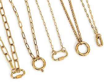 Custom Gold Carabiner Clip Necklace Paperclip Chain Charm Jewelry Build your own Necklace Carabiner Charm Necklace