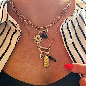 Custom Carabiner Necklace Build Your Own Chunky Charm Necklace Personalised Jewellery Paperclip Chain Unique Gift