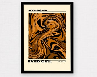 Brown Eyed Girl Music / Van Morrison  Wall Art DIGITAL PRINT / Retro Art - Print at home - 4x size printable download / Vintage Music 60's