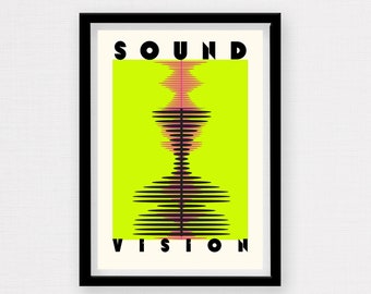 Sound & Vision bright Abstract Wall Art DIGITAL PRINT / Bright Minimalist Art - Print at home - A5 / A4 / A3 / A2 / Music prints