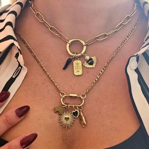Custom Charm Carabiner Necklace: Personalized Chunky Jewelry Gift Build your own necklace