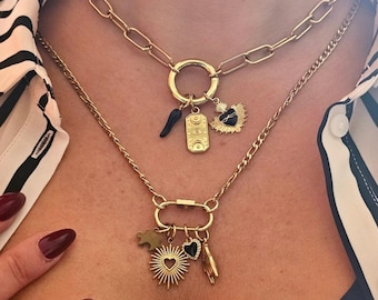 Individuelle Karabiner-Charm-Halskette – Gestalten Sie Ihre eigene Halskette – Personalisierter Charm-Schmuck – Handgefertigte Charm-Halskette – Geschenkidee für Sie – Trendiges Statement
