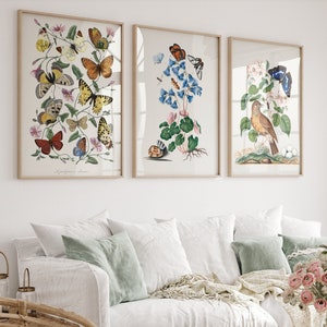 Set Of 3 Vintage Floral Print, Botanical Print, Flower Art Print, Antique Botanical Print, Living Room Print - Printable Wall Art