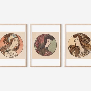 Alphonse Mucha Set Of 3 Print Wall Art - Art Nouveau Print - DIGITAL DOWNLOAD