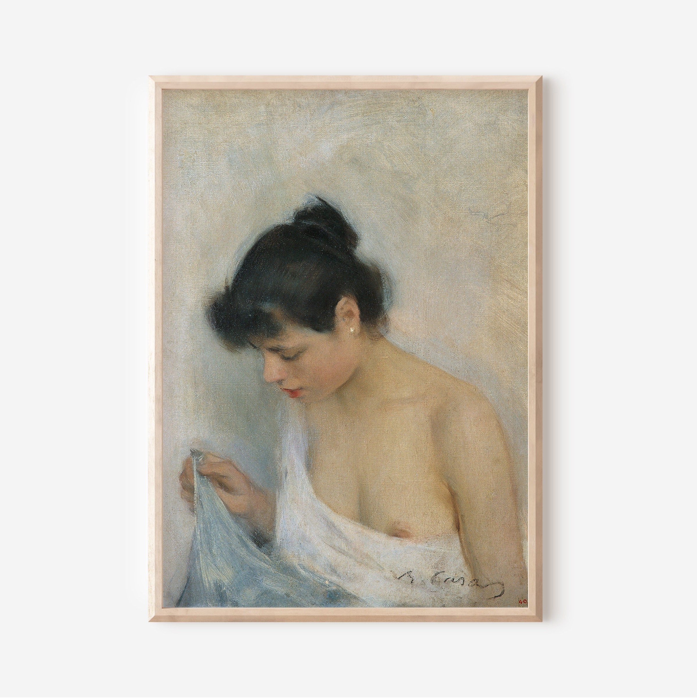 Victorian nudes Woman Portrait Wall Art - Antique Woman Painting - INSTANT DOWNLOAD