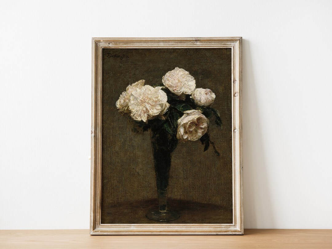 Dark Floral Wall Art | Moody Flower Painting Print | Dark Academia ...