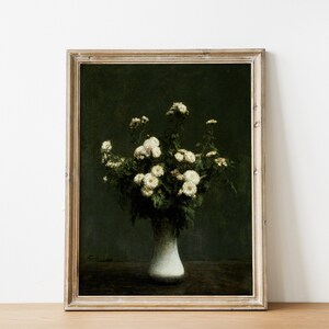 Stimmungsvoller Blumendruck | Dunkles Stilllebengemälde | Antikes Rosengemälde Digitaler Download | Vintage Blumen Wandkunst | Dunkle Akademie zum Ausdrucken