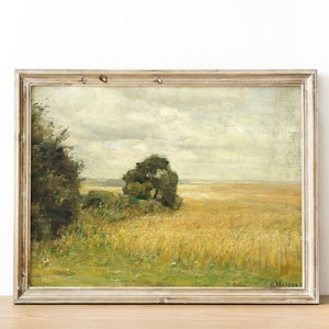 French Country Wall Art - French Art Cottage Landscape Print | French Antique Painting -DIGITAL PRINT Art