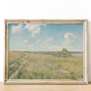 Vintage French Wall Art Cottage Landscape | French Antique Oil Painting | Digital Print Wall Art