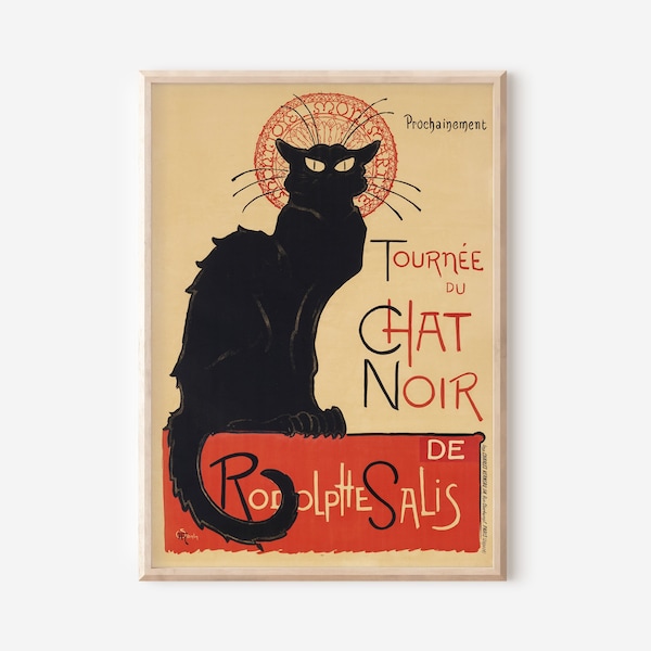 Vintage Poster Illustration - Art Nouveau Print - Cat Print - Printable  DIGITAL DOWNLOAD Wall Art