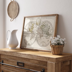 Kaart van de wereld - Vintage wereldkaart - Vintage kaart - Wereldkaart - Oude kaart - Rustieke wereldkaart - Afdrukbare wereldkaart