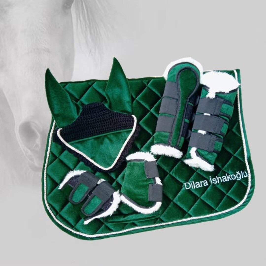 Emerald Saddle Pad Set Embroidery English Saddle Pad Etsy