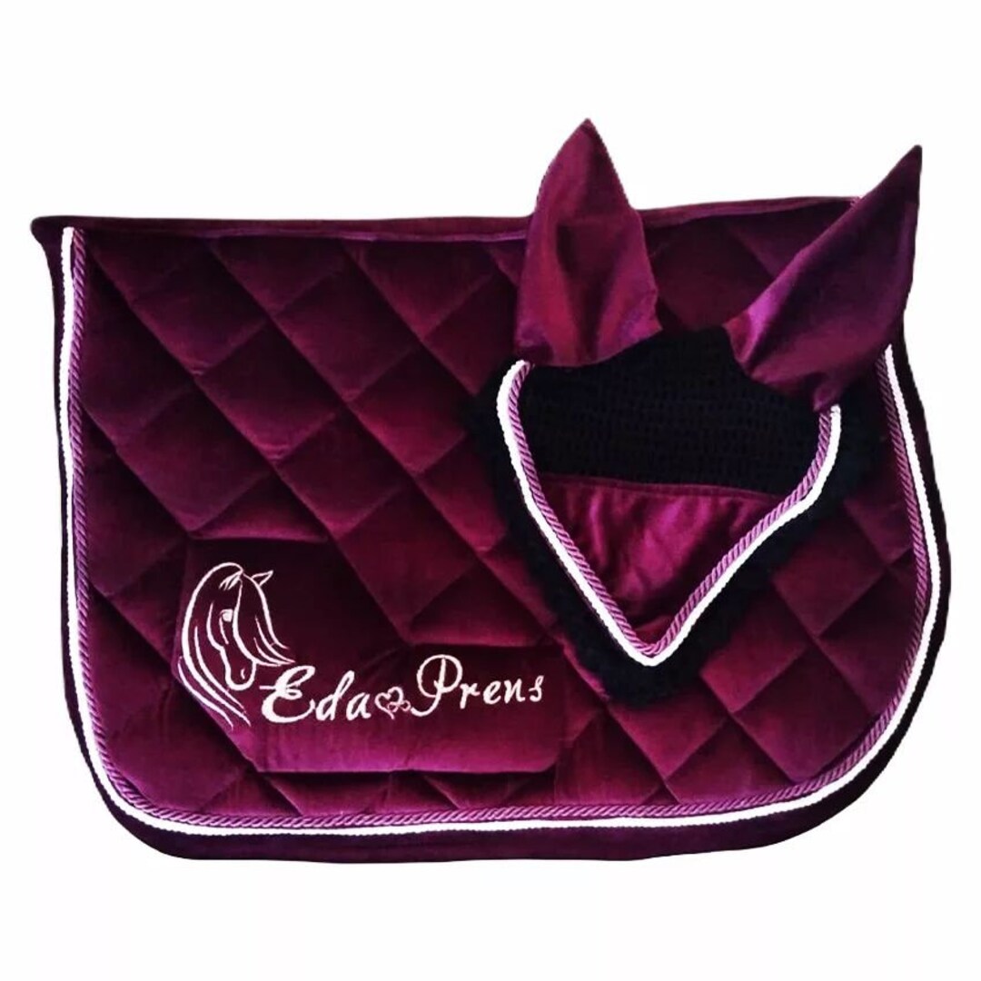 Maroon Saddle Pad Set Custom Embroidery English Saddle Etsy