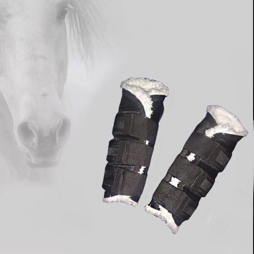 Horse Brushing Boots Black Leather / Horse Travel Boots Front Etsy