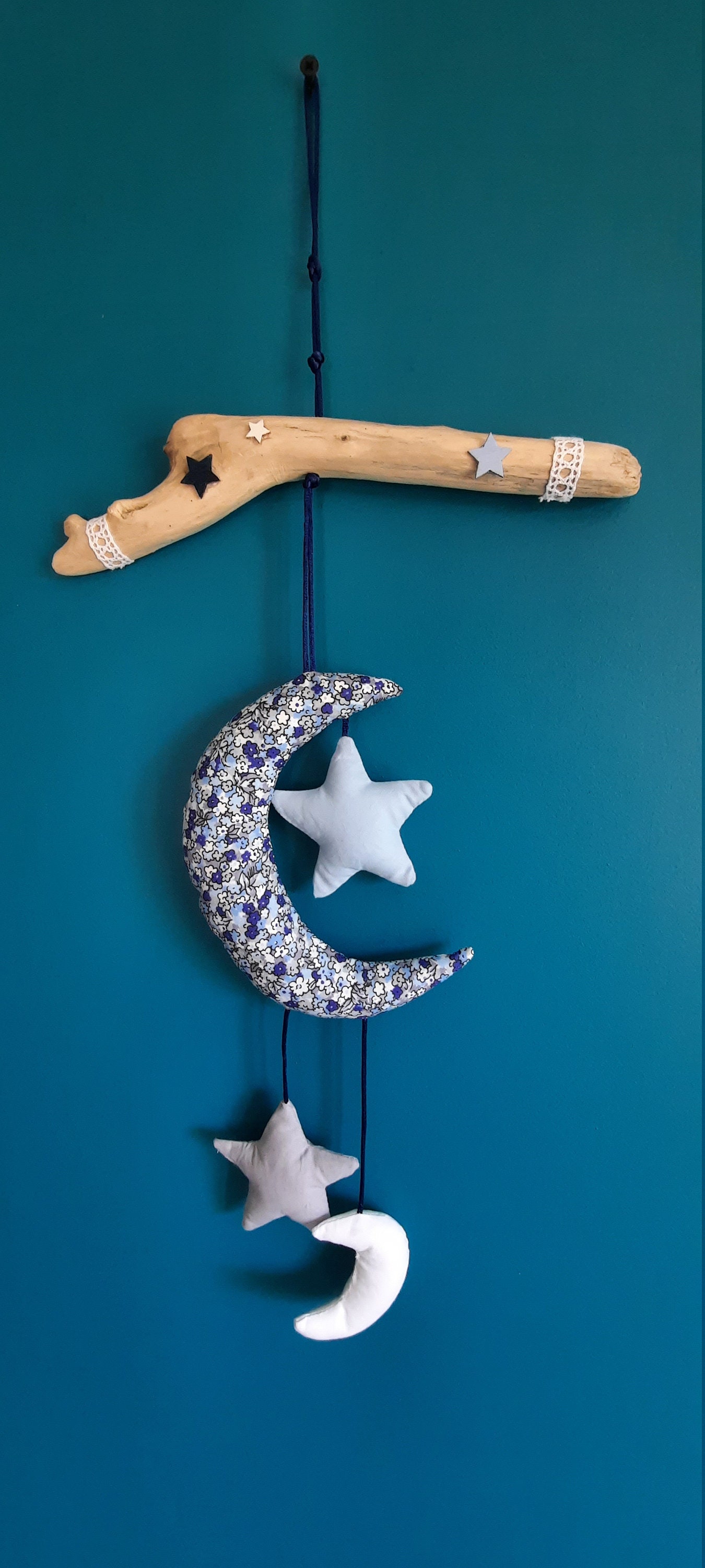 Mobile Lune et Étoile, Jolie Suspension, Décoration Chambre Enfant