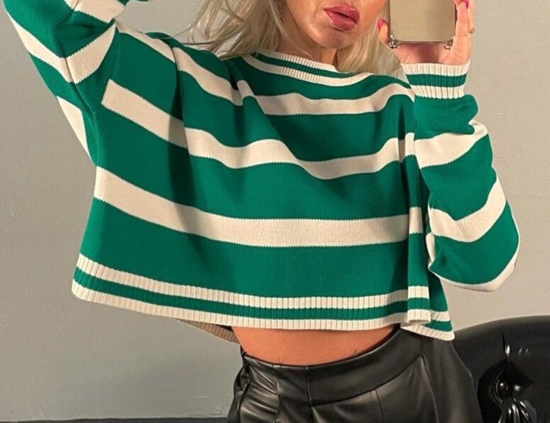 Oversize Crop Sweater, Crop Women Top, Women Winter Top, Cropped