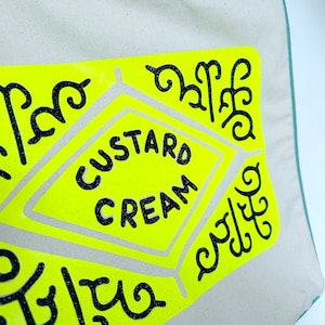 Neon Custard Cream Cotton Cushion Cover - Funky Glitter Design