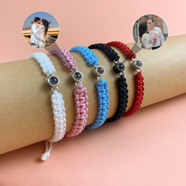 Bracciale per proiezione fotografica personalizzato, braccialetto con foto, braccialetto con foto, braccialetto commemorativo, braccialetto della memoria, braccialetto con corda intrecciata