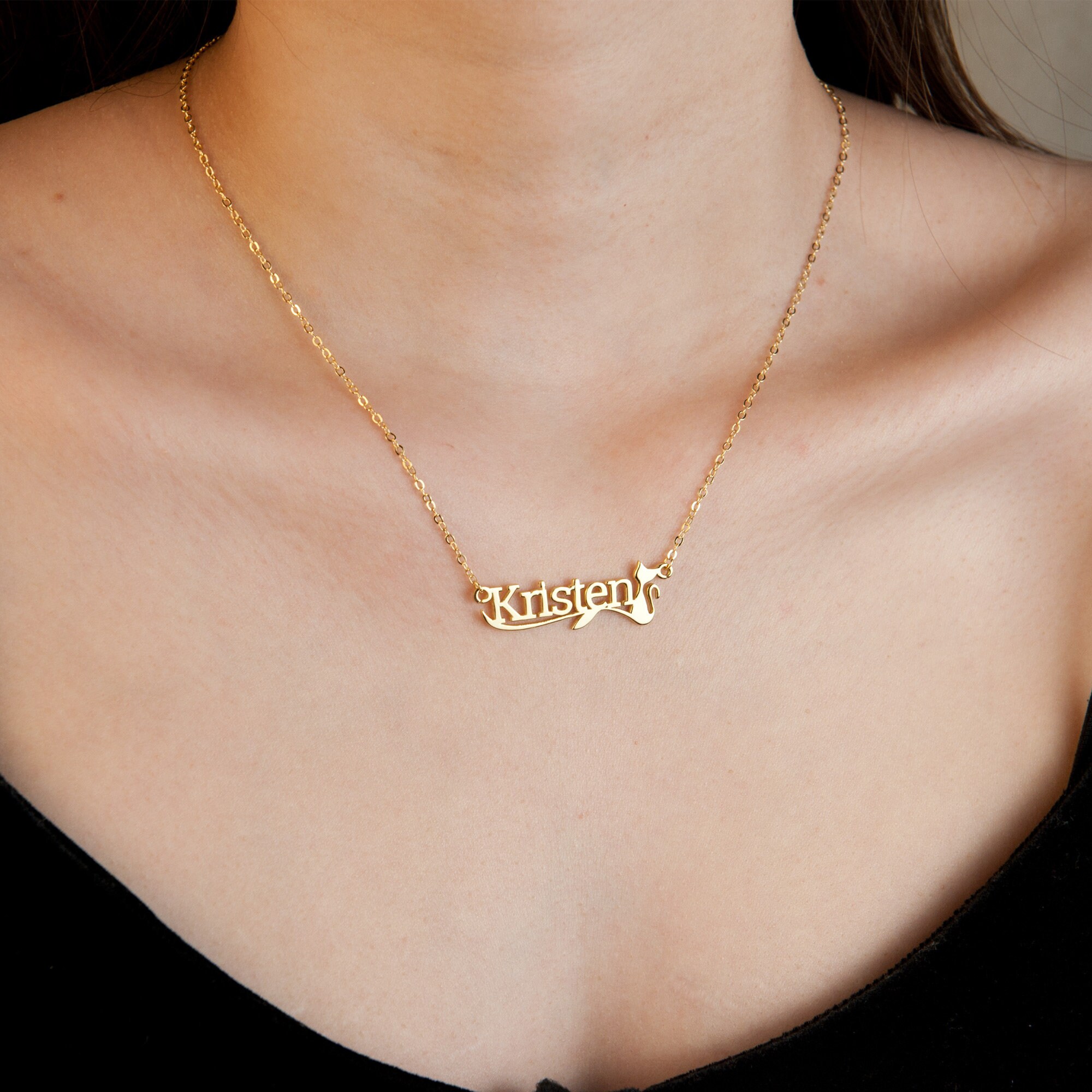 18k Solid gold name necklace 