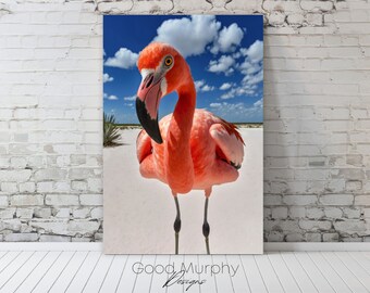 Vibrant Flamingo Digital Print, Colorful Interior Design, Fun Flamingo Lover AI Artwork, Great Summer Beachy Teen Gift or Beachy Home Decor