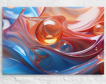 Vivid Translucent Wave Art, Unique Modern AI Wave Art Print, Your Choice Canvas Metal or Art Poster Prints, Wave Art Home Decor