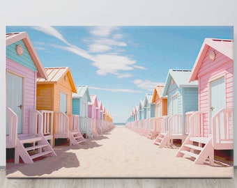 Colorful Beach Huts Wall Decor, Seaside Cottage Prints for Coastal Cabin or Beach House Decor, Makes a great gift for beach lovers!
